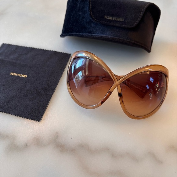 *RARE* TOM FORD "Bug" Oversize Brown Gradient Sunglasses NEW With Case and Cloth - Picture 2 of 6